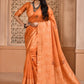 Trendy Saree Handloom Silk Orange Woven Saree