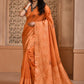 Trendy Saree Handloom Silk Orange Woven Saree