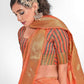 Classic Cotton Orange Sequins Saree