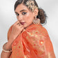 Classic Cotton Orange Sequins Saree