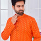 Kurta Pyjama Cotton Orange Weaving Mens