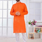 Kurta Pyjama Cotton Orange Weaving Mens