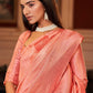 Classic Jacquard Orange Digital Print Saree