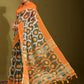 Contemporary Linen Orange Digital Print Saree