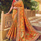 Contemporary Pure Silk Orange Bandhej Saree