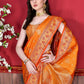 Contemporary Katan Silk Orange Patch Border Saree