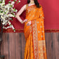 Contemporary Katan Silk Orange Patch Border Saree