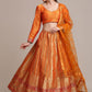 Lehenga Choli Jacquard Silk Orange Woven Lehenga Choli