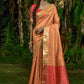Trendy Saree Raw Silk Orange Woven Saree