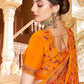 Contemporary Georgette Orange Embroidered Saree