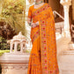 Contemporary Georgette Orange Embroidered Saree