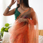 Classic Organza Orange Digital Print Saree