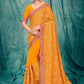 Classic Faux Georgette Orange Embroidered Saree
