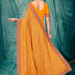 Classic Faux Georgette Orange Embroidered Saree
