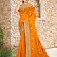 Trendy Saree Georgette Orange Embroidered Saree