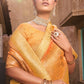 Classic Jacquard Silk Orange Print Saree