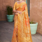 Classic Jacquard Silk Orange Print Saree