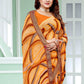 Classic Faux Georgette Orange Patch Border Saree