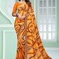 Classic Faux Georgette Orange Patch Border Saree