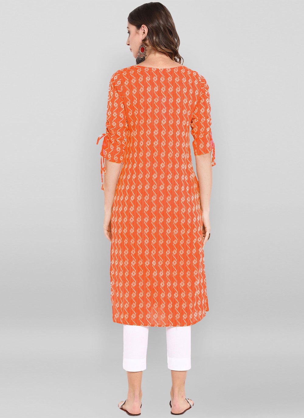 Casual Kurti Cotton Orange Woven Kurtis