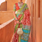 Contemporary Cotton Silk Orange Foil Print Saree