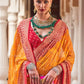 Classic Georgette Orange Patch Border Saree