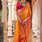 Classic Georgette Orange Patch Border Saree