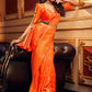 Trendy Saree Handloom Silk Orange Weaving Saree