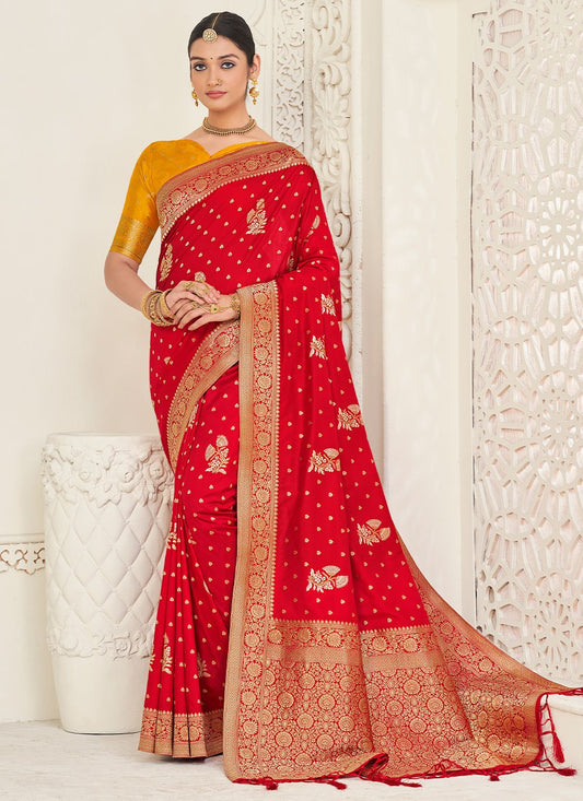 Trendy Saree Silk Orange Weaving Saree