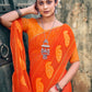 Trendy Saree Chiffon Orange Foil Print Saree