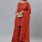 Salwar Suit Rayon Orange Foil Print Salwar Kameez