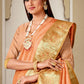 Contemporary Handloom Silk Orange Embroidered Saree