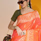 Contemporary Handloom Silk Orange Woven Saree
