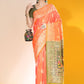 Contemporary Handloom Silk Orange Woven Saree