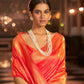 Designer Handloom Silk Orange Weaving Saree