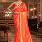 Designer Handloom Silk Orange Weaving Saree