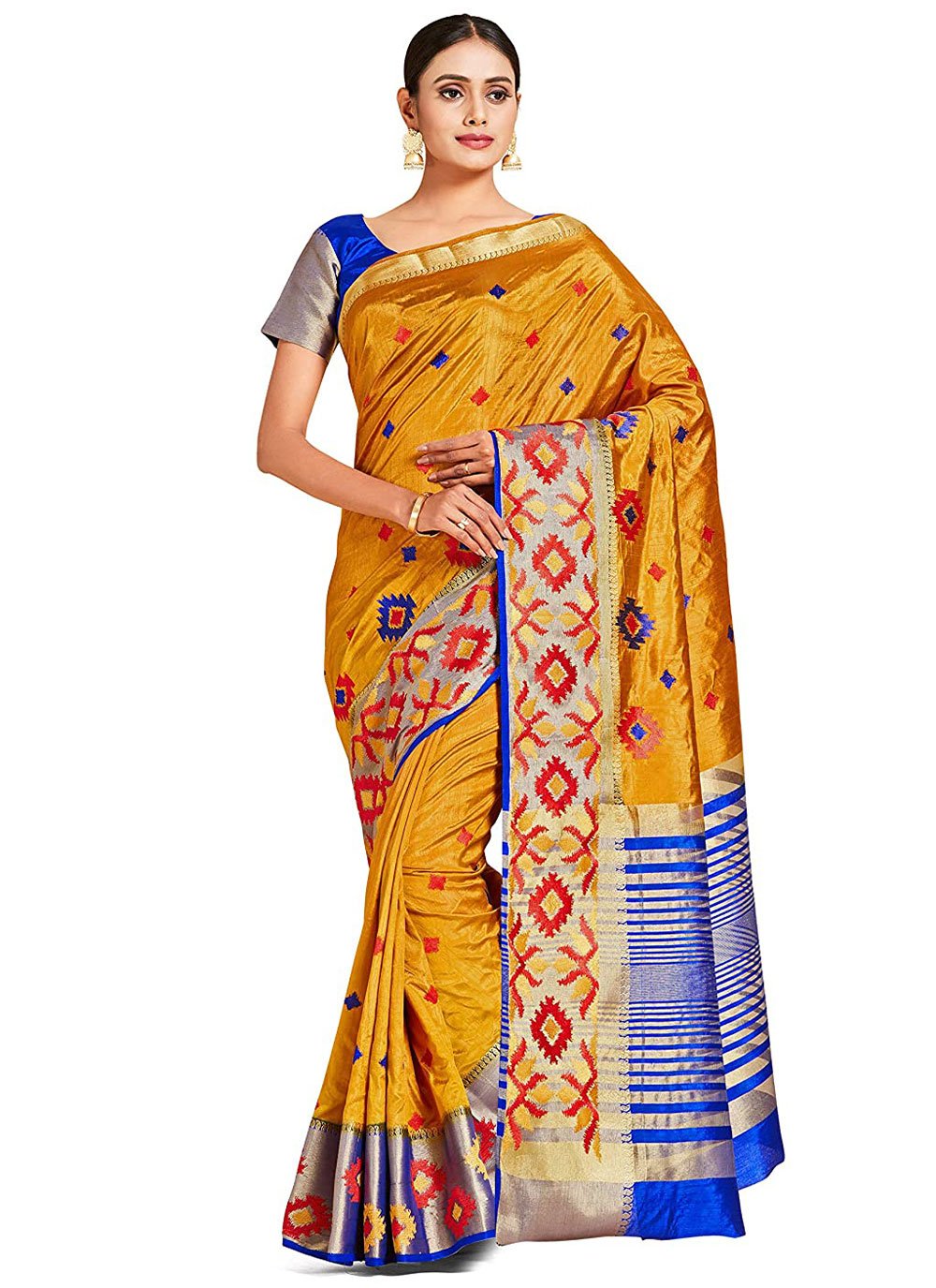 Trendy Saree Kanjivaram Silk Orange Zari Saree