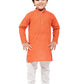 Kurta Pyjama Cotton Orange Print Kids