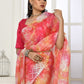 Contemporary Organza Silk Orange Embroidered Saree