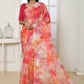 Contemporary Organza Silk Orange Embroidered Saree