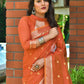 Contemporary Cotton Orange Weaving Saree