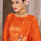 Pant Style Suit Tafeta Silk Orange Jacquard Work Salwar Kameez