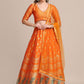 A Line Lehenga Jacquard Silk Orange Woven Lehenga Choli