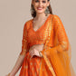 A Line Lehenga Jacquard Silk Orange Woven Lehenga Choli