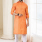 Kurta Pyjama Silk Orange Fancy Work Mens