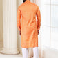 Kurta Pyjama Silk Orange Fancy Work Mens