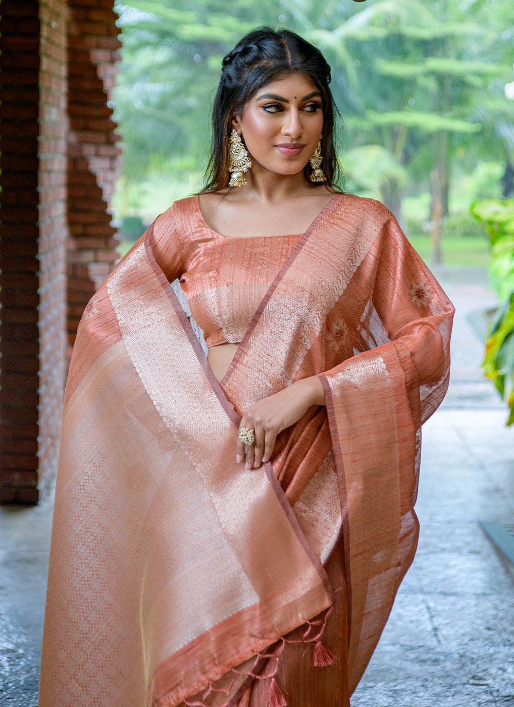 Classic Silk Orange Woven Saree