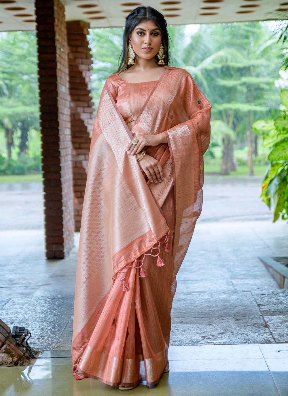 Classic Silk Orange Woven Saree