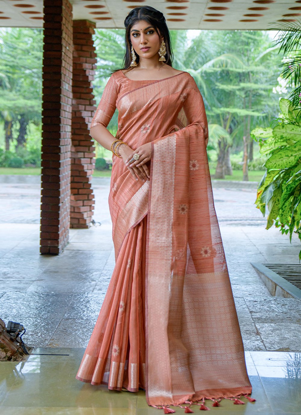 Classic Silk Orange Woven Saree