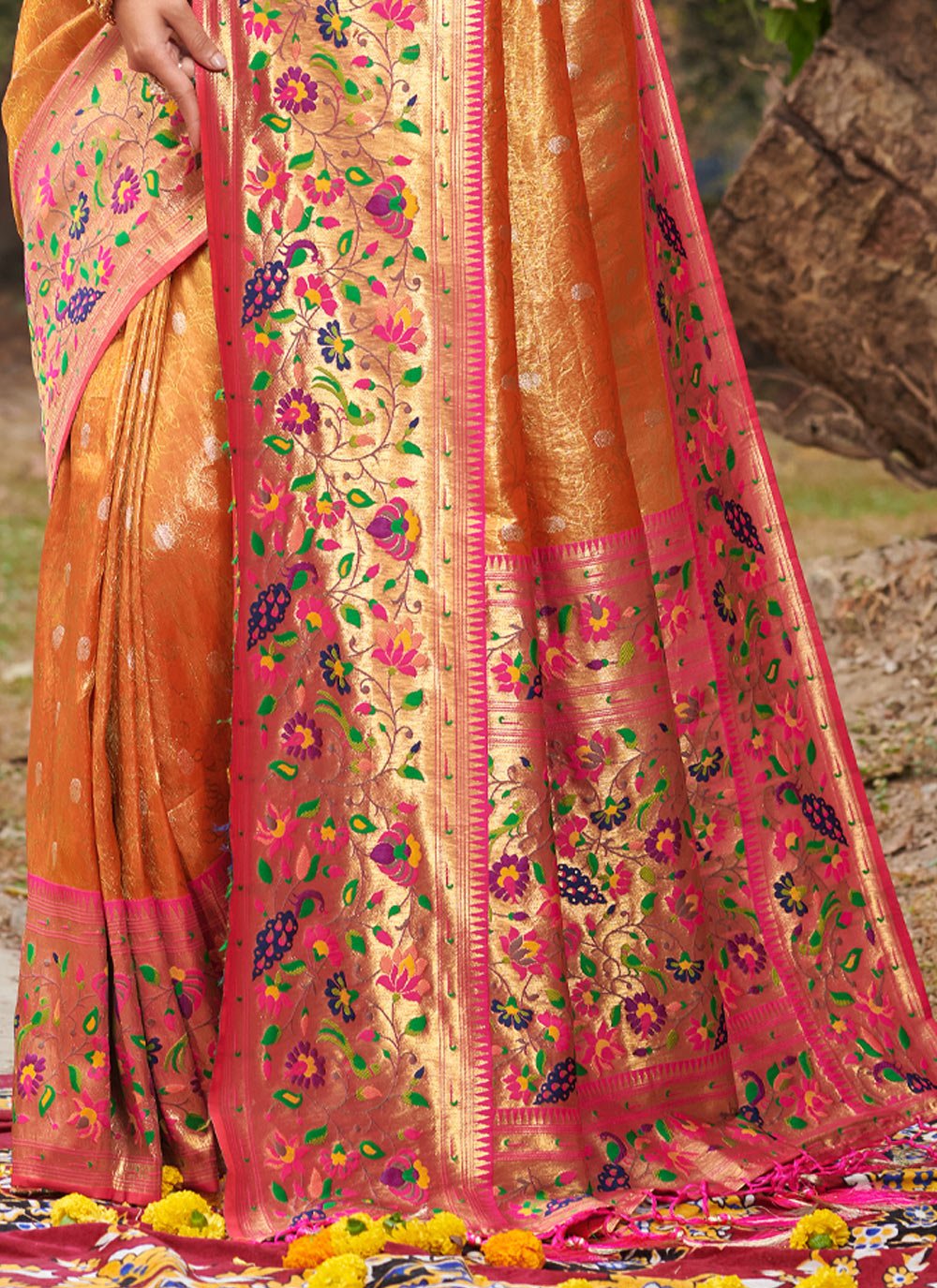 Traditional Saree Silk Orange Weaving Saree